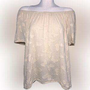 Good & Greene Off Shoulder Butterfly Top Women’s L Cream Boho Cottagecore